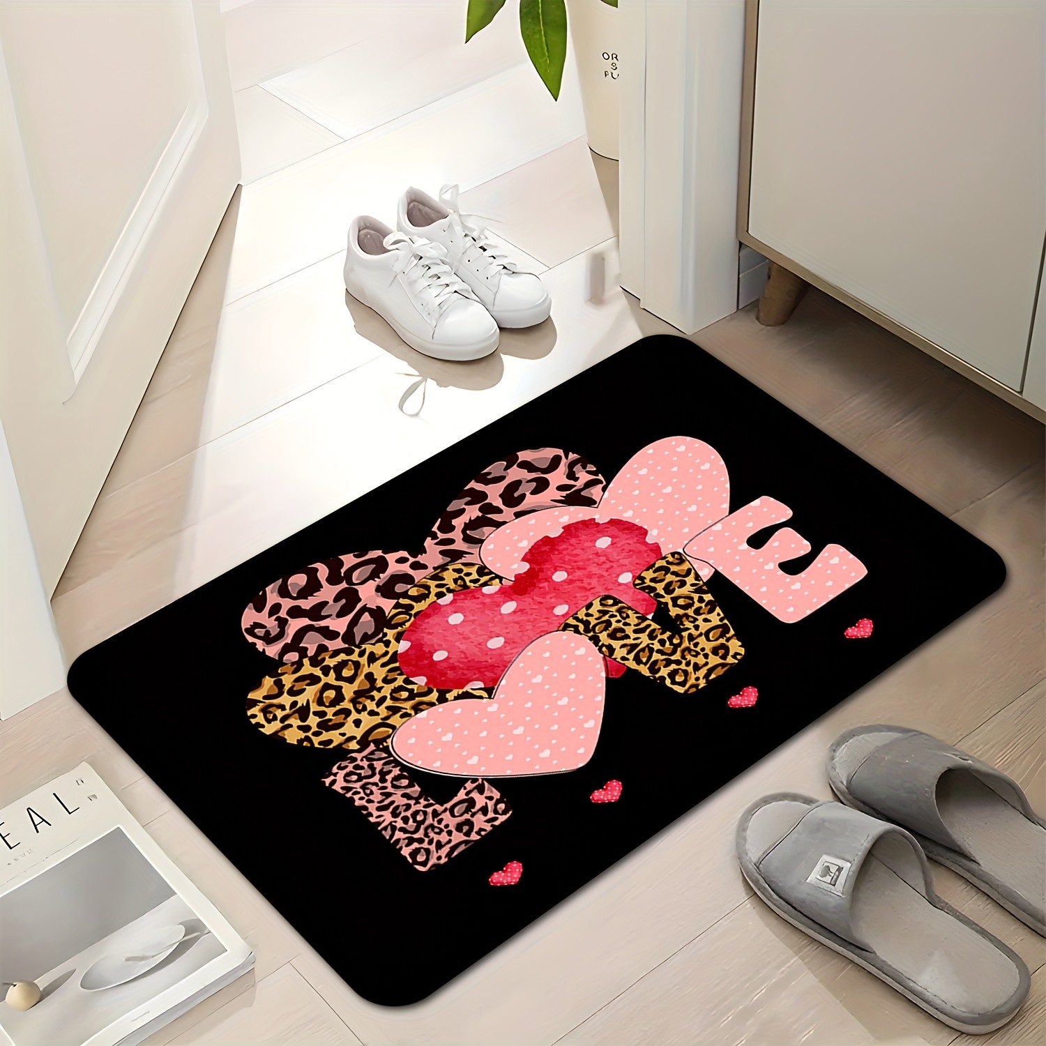 Home Textiles Premium - Leopard Heart Love Print Doormat Premium