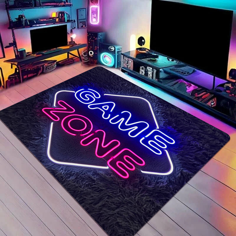 Home Textiles Rug - Faux Neon Game Zone Area Rug