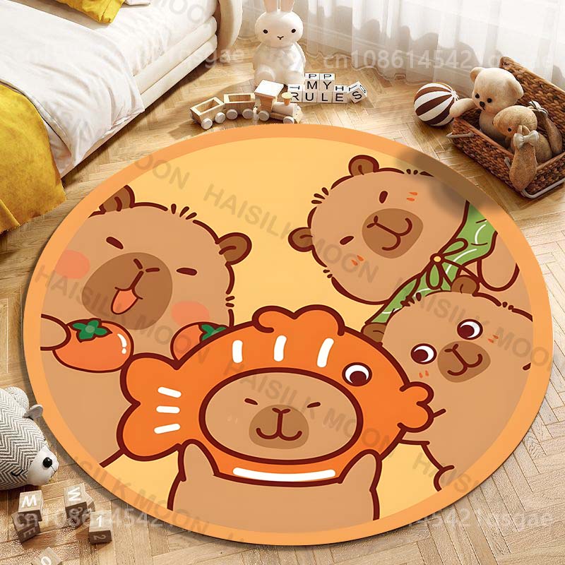 Home Textiles Rug - Cute Capybara Cartoon Printing Round Carpet
