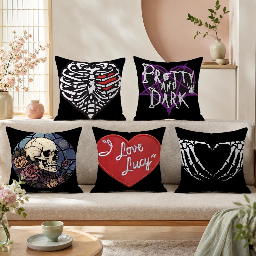 Home Textiles Premium - Anime Skull heart print Pillow Case