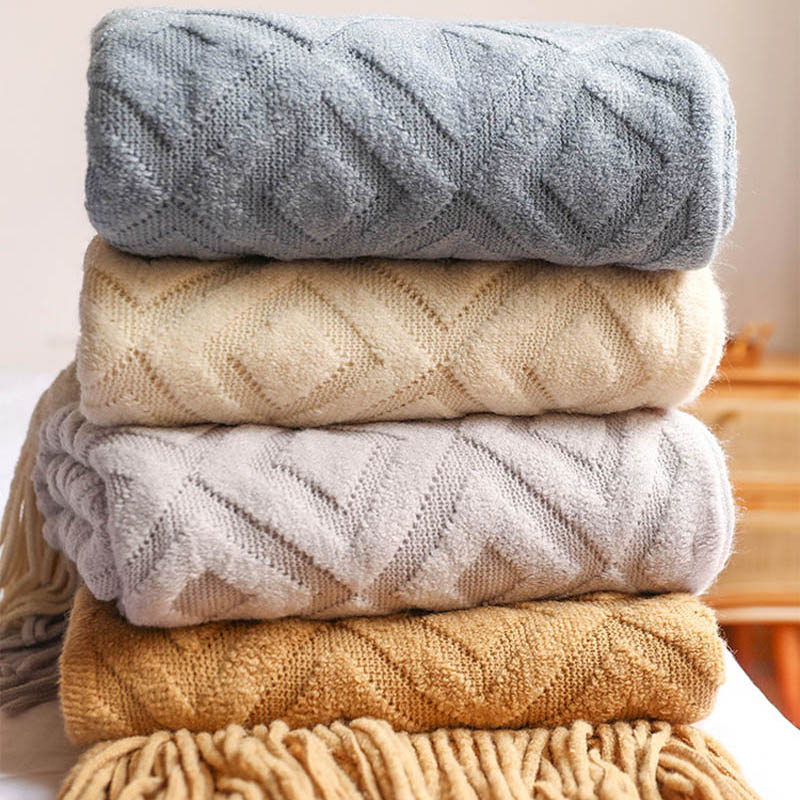 Blanket for Beds Nordic Knitte - Throw Blanket Chunky Knit ulasan dan harga