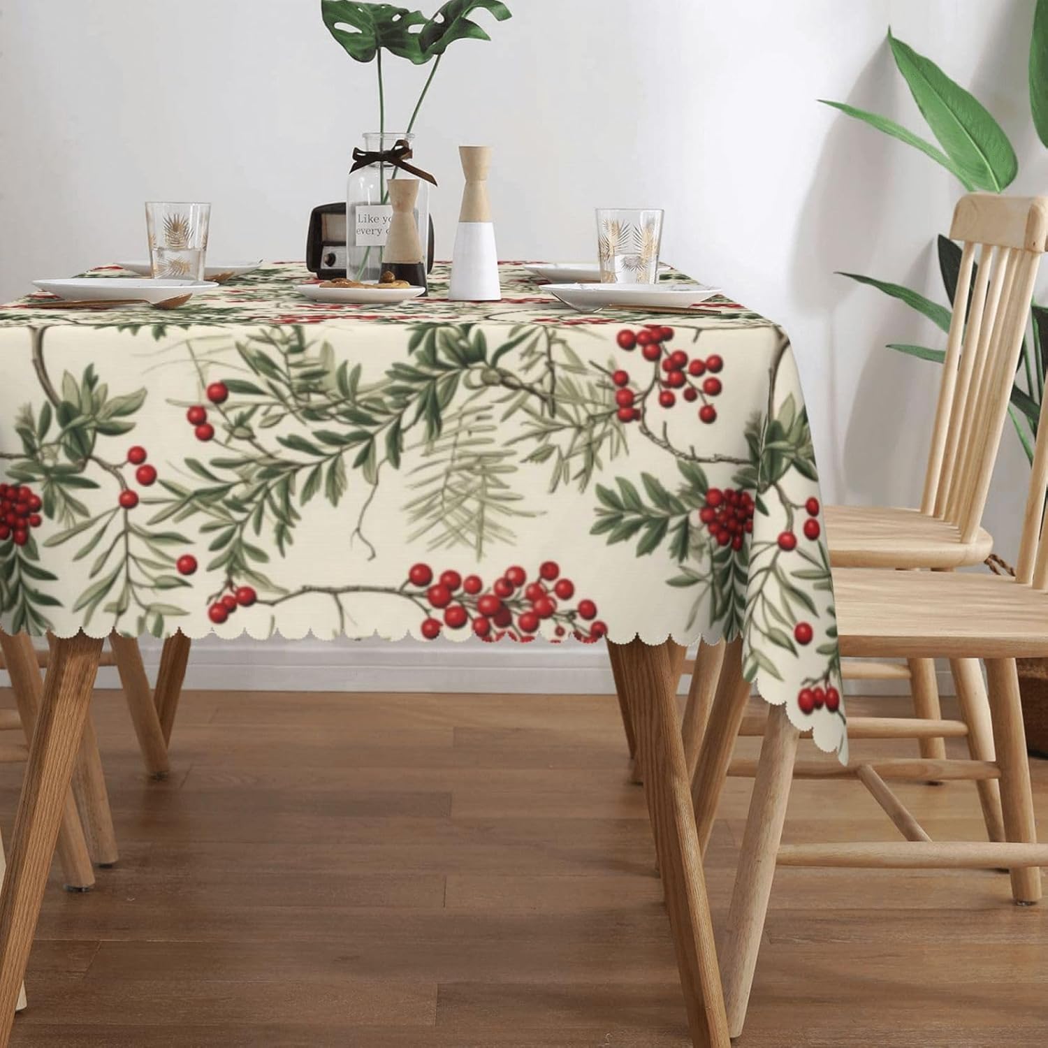 Watercolor Holly Berry Christm - Home Textiles Premium ulasan dan harga