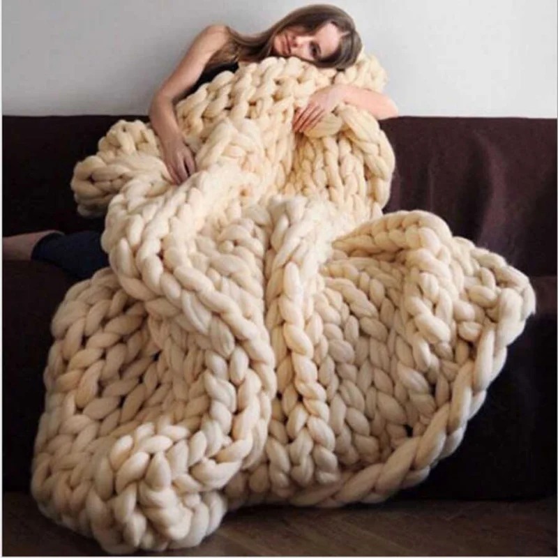Fashion Chunky Wool Blanket Th - Throw Blanket Chunky Knit ulasan dan harga