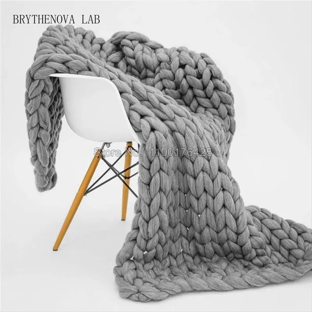 Grey Soft Knitted Blanket Wint - Throw Blanket Chunky Knit ulasan dan harga