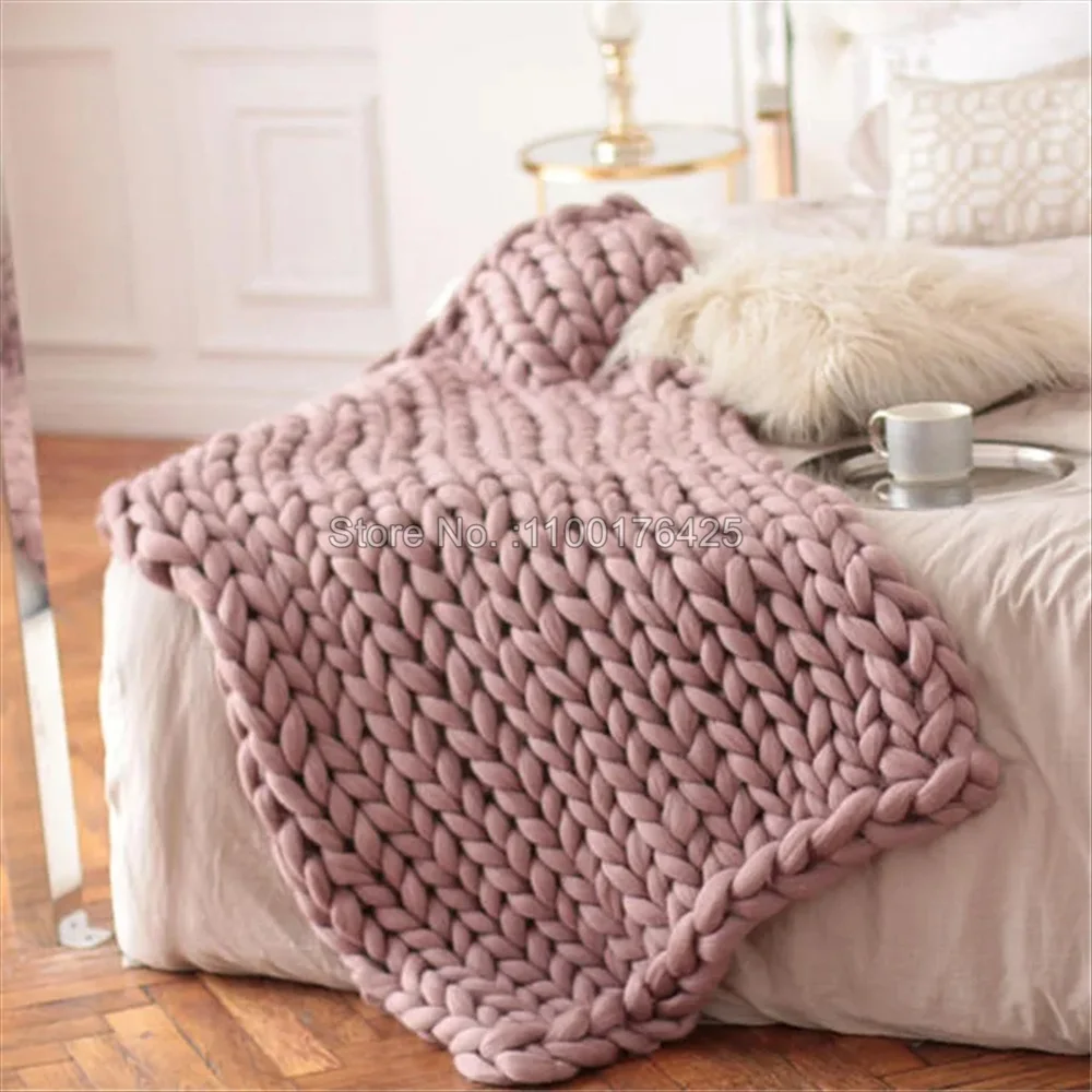 Grey Soft Knitted Blanket Wint - Throw Blanket Chunky Knit ulasan dan harga