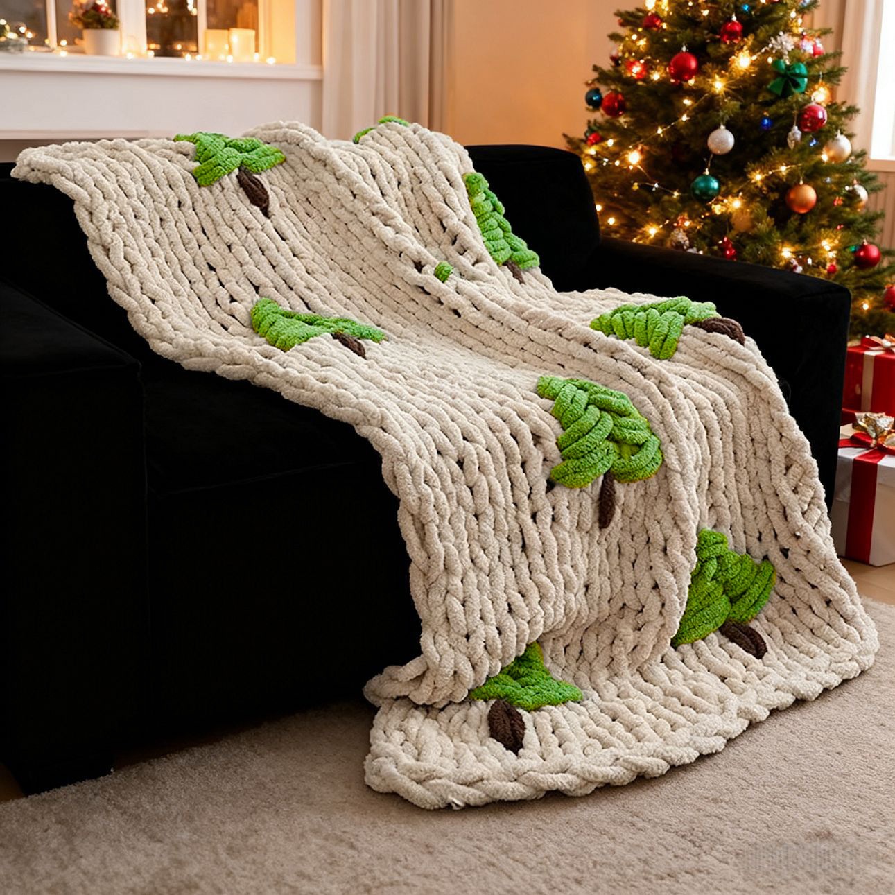 Hand-knitted Blanket for Bed C - Throw Blanket Chunky Knit ulasan dan harga