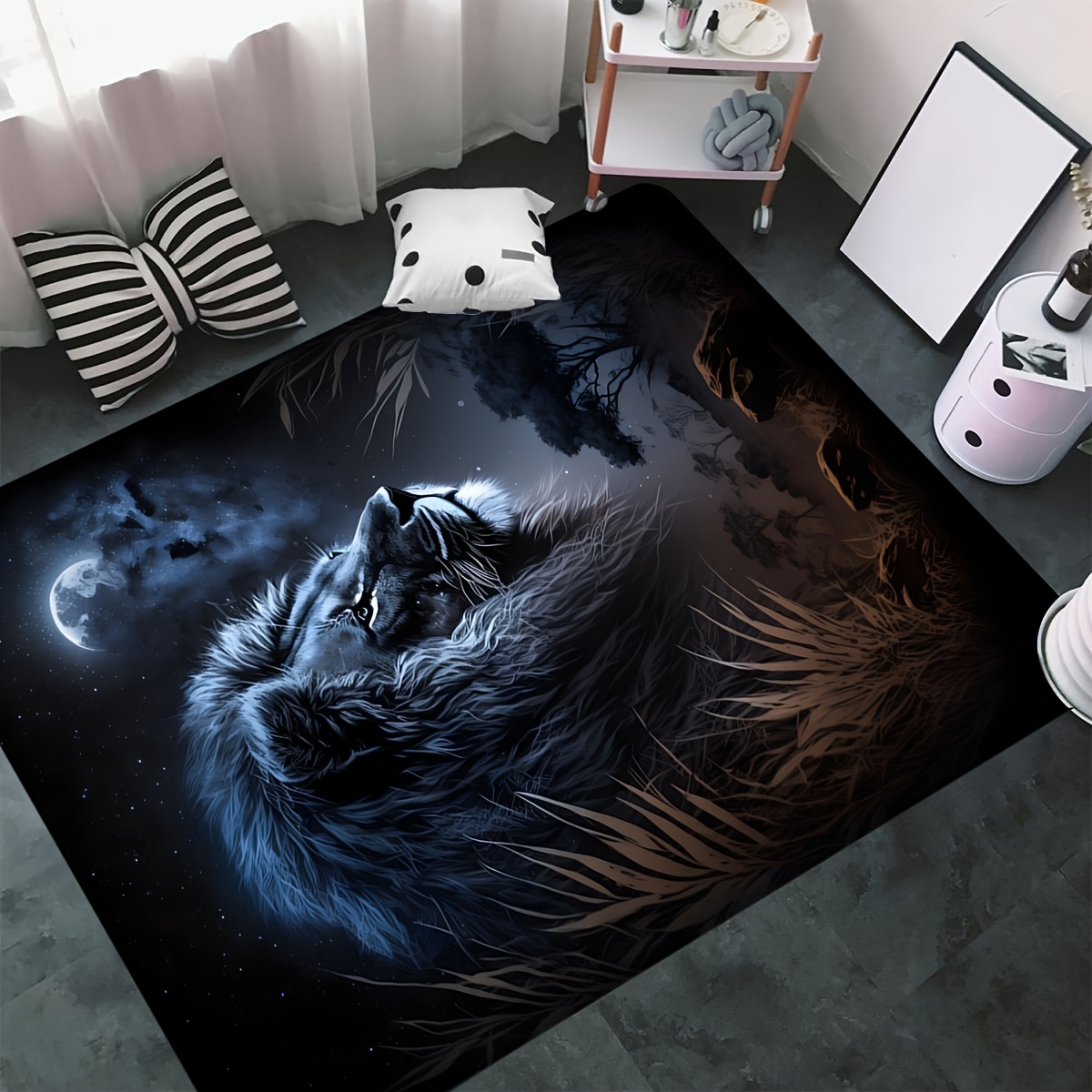 Starry Night Lion Floor Mat -  - Home Textiles Rug ulasan dan harga