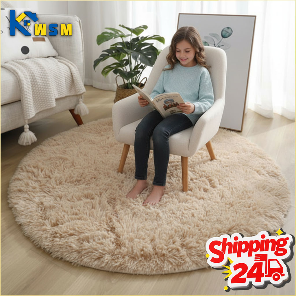 Super Soft Fluffy Round Rug Pl - Home Textiles Rug ulasan dan harga