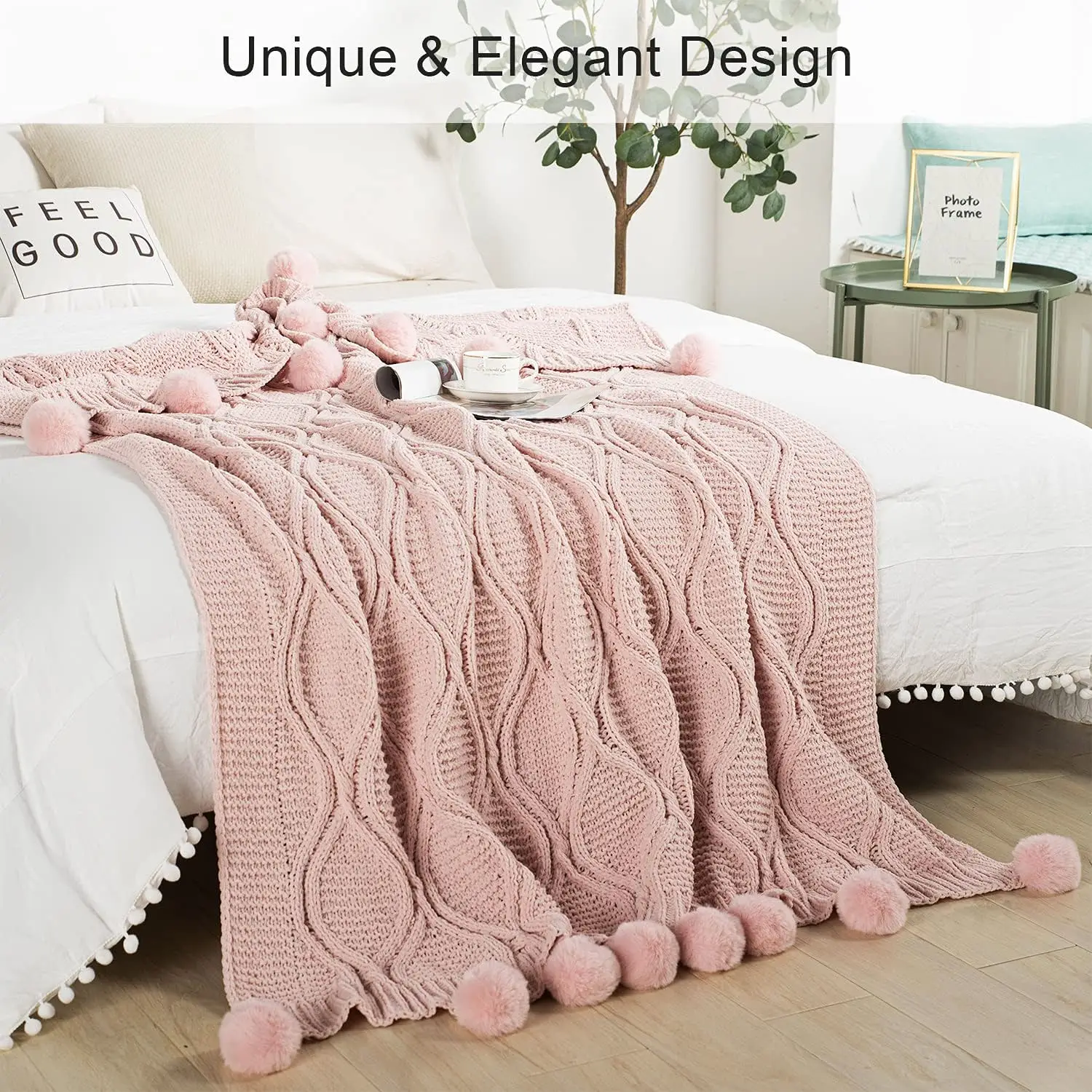 Luxury Chunky Knit Blanket wit - Throw Blanket Chunky Knit ulasan dan harga