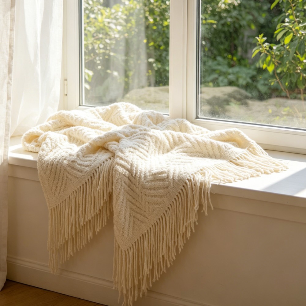 Luxury Chunky Cream Throw Blan - Throw Blanket Chunky Knit ulasan dan harga