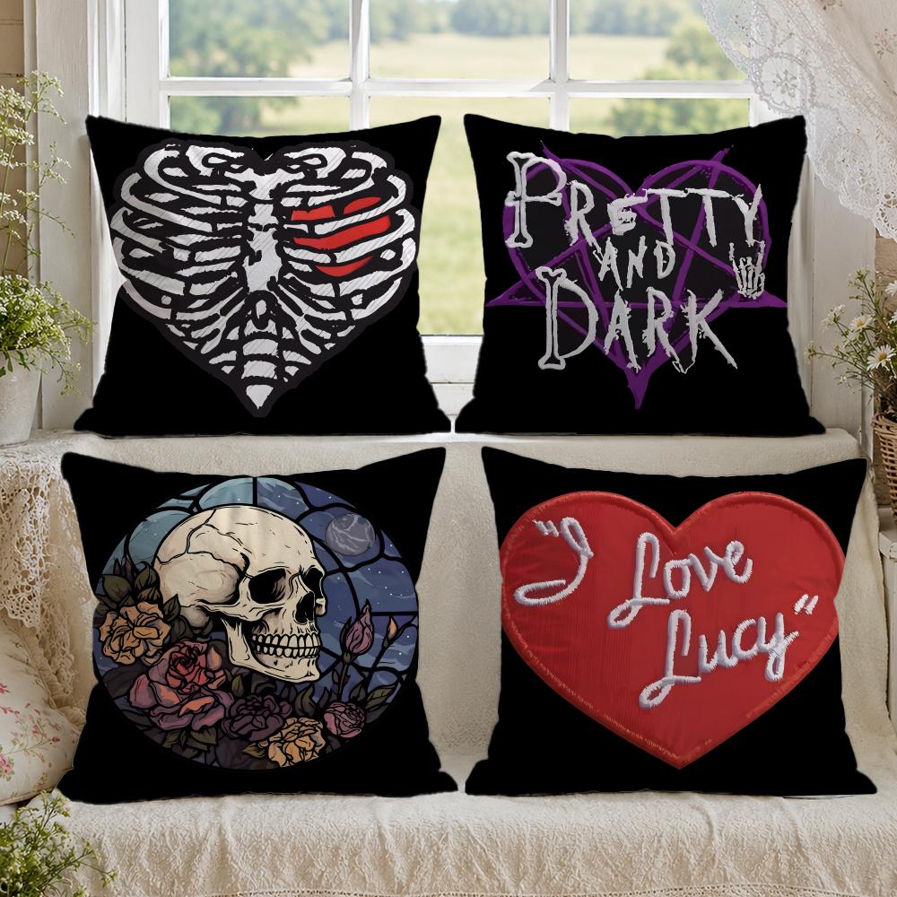 Anime Skull heart print Pillow - Home Textiles Premium ulasan dan harga