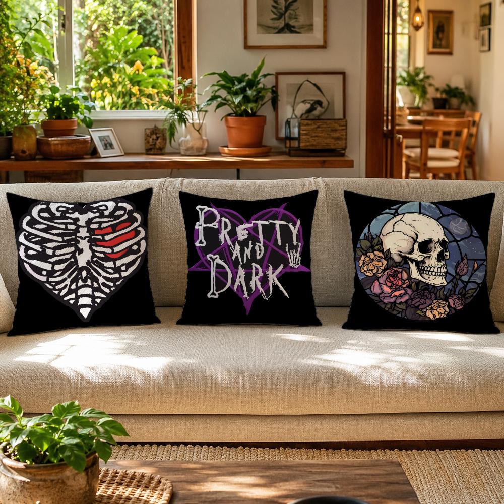 Anime Skull heart print Pillow - Home Textiles Premium ulasan dan harga